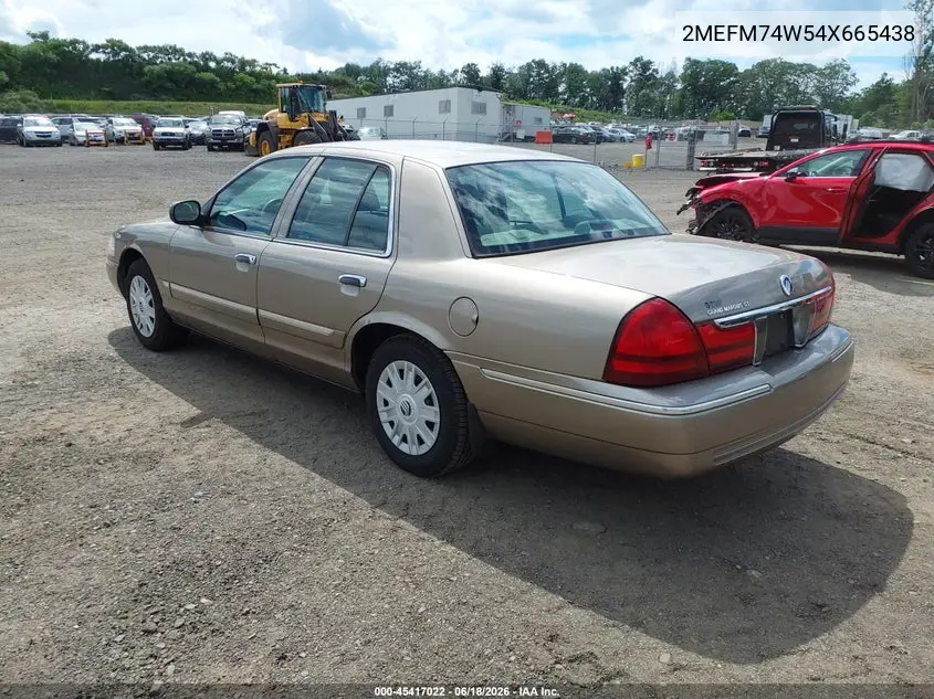 2004 Mercury Grand Marquis Gs VIN: 2MEFM74W54X665438 Lot: 45417022
