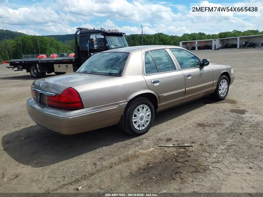 2004 Mercury Grand Marquis Gs VIN: 2MEFM74W54X665438 Lot: 45417022
