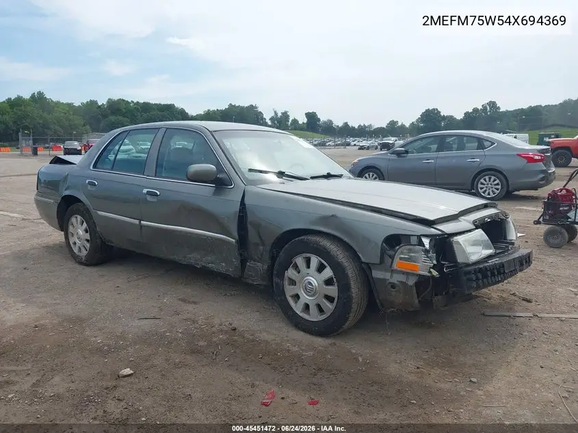 2004 Mercury Grand Marquis Ls VIN: 2MEFM75W54X694369 Lot: 45451472