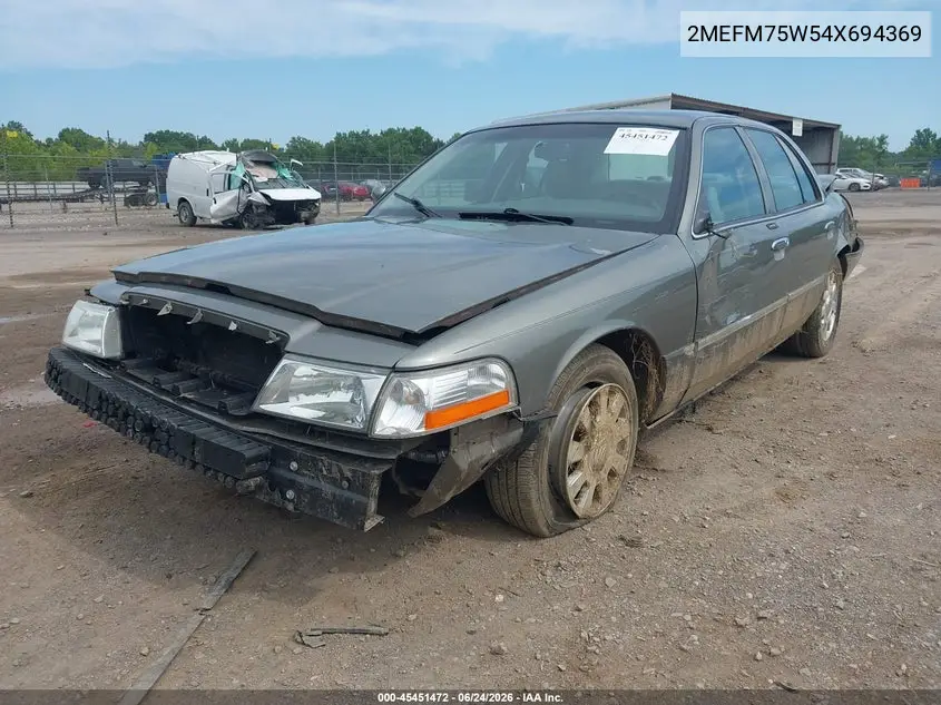 2004 Mercury Grand Marquis Ls VIN: 2MEFM75W54X694369 Lot: 45451472