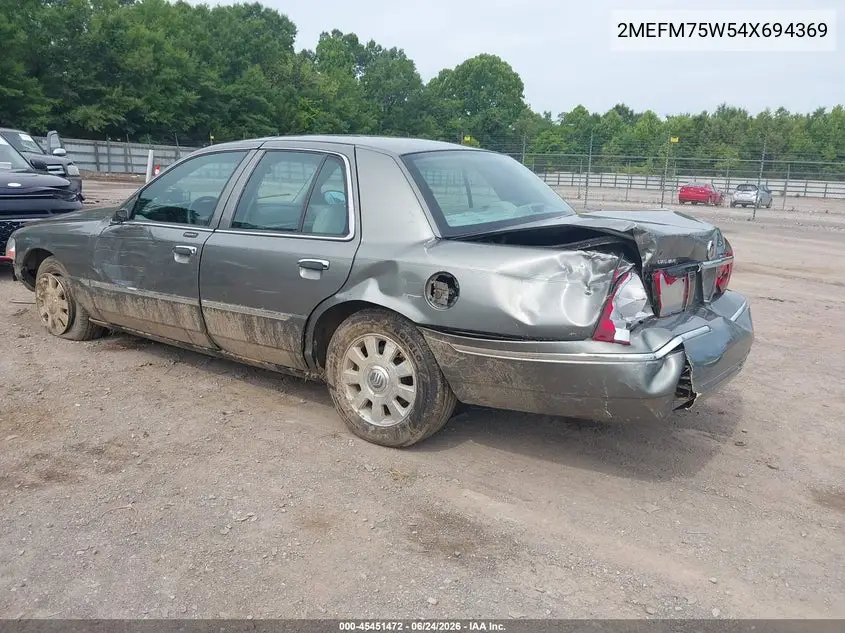 2004 Mercury Grand Marquis Ls VIN: 2MEFM75W54X694369 Lot: 45451472