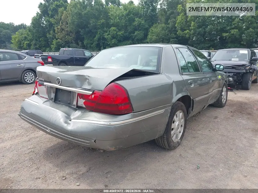 2004 Mercury Grand Marquis Ls VIN: 2MEFM75W54X694369 Lot: 45451472