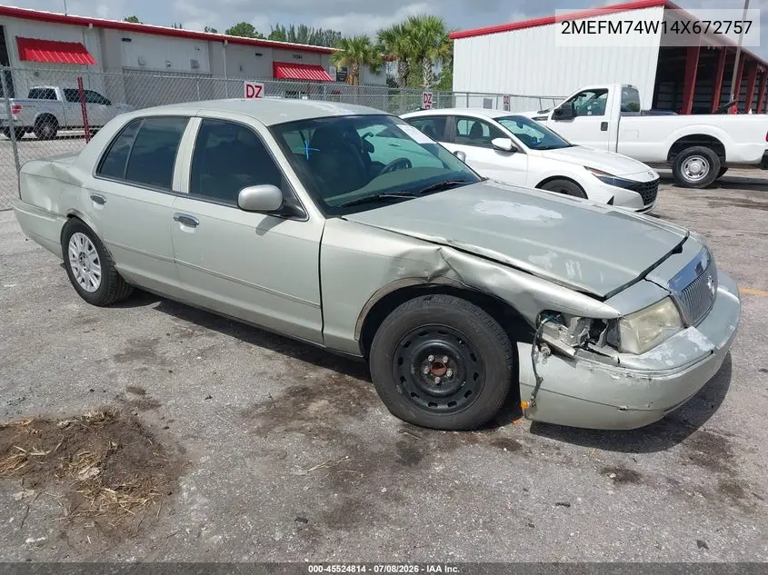 2004 Mercury Grand Marquis Gs VIN: 2MEFM74W14X672757 Lot: 45524814