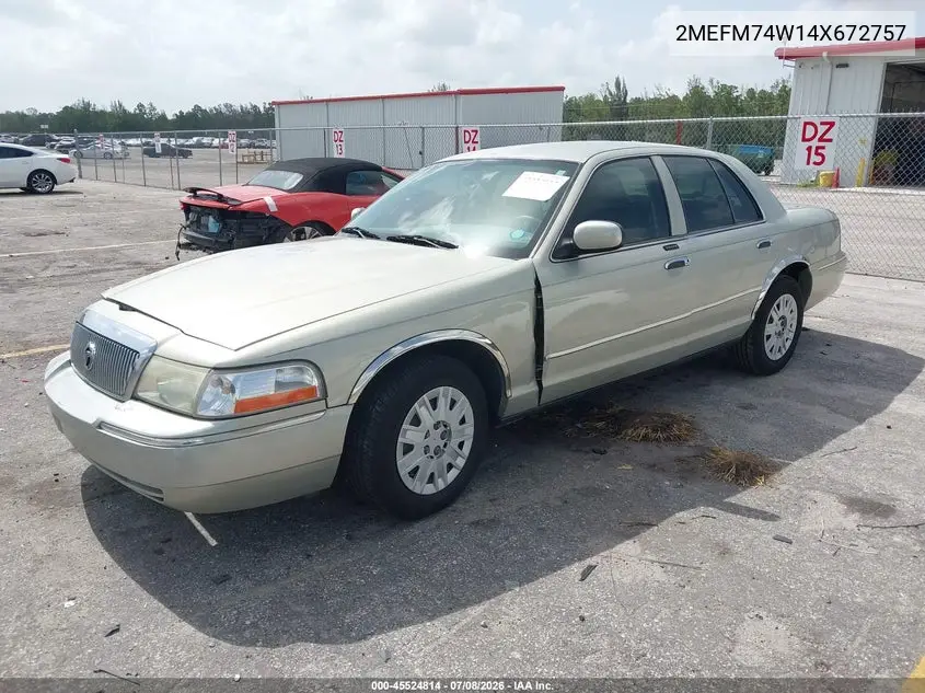 2004 Mercury Grand Marquis Gs VIN: 2MEFM74W14X672757 Lot: 45524814
