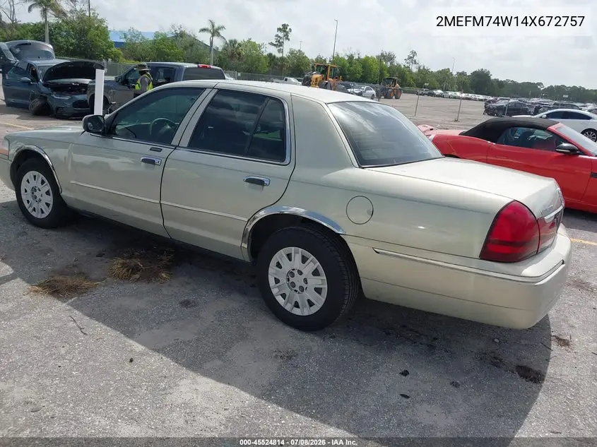 2004 Mercury Grand Marquis Gs VIN: 2MEFM74W14X672757 Lot: 45524814