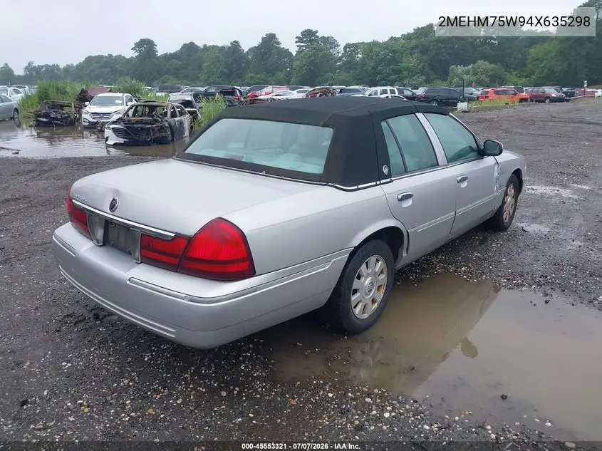 2004 Mercury Grand Marquis Ls VIN: 2MEHM75W94X635298 Lot: 45553321