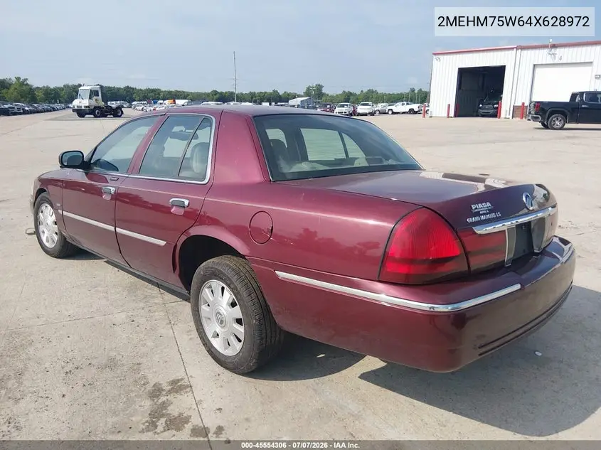 2004 Mercury Grand Marquis Ls VIN: 2MEHM75W64X628972 Lot: 45554306