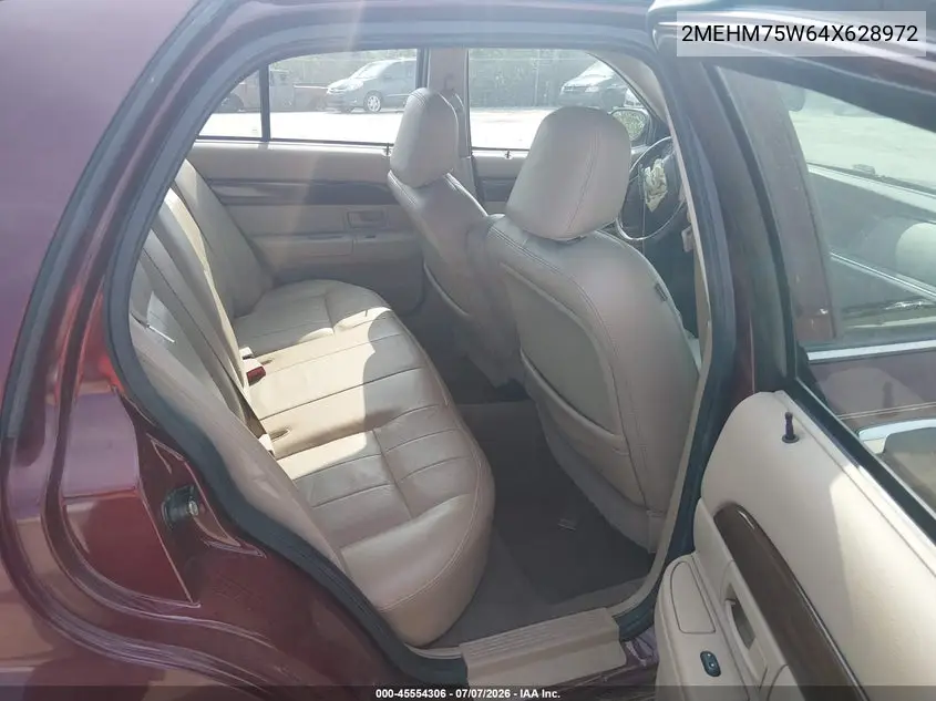 2004 Mercury Grand Marquis Ls VIN: 2MEHM75W64X628972 Lot: 45554306