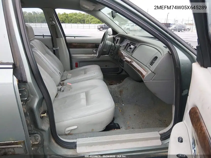 2005 Mercury Grand Marquis Gs VIN: 2MEFM74W05X645289 Lot: 45206676