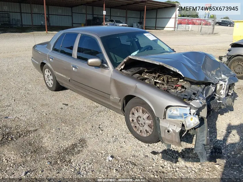 2005 Mercury Grand Marquis Gs VIN: 2MEFM74W55X673945 Lot: 45270021