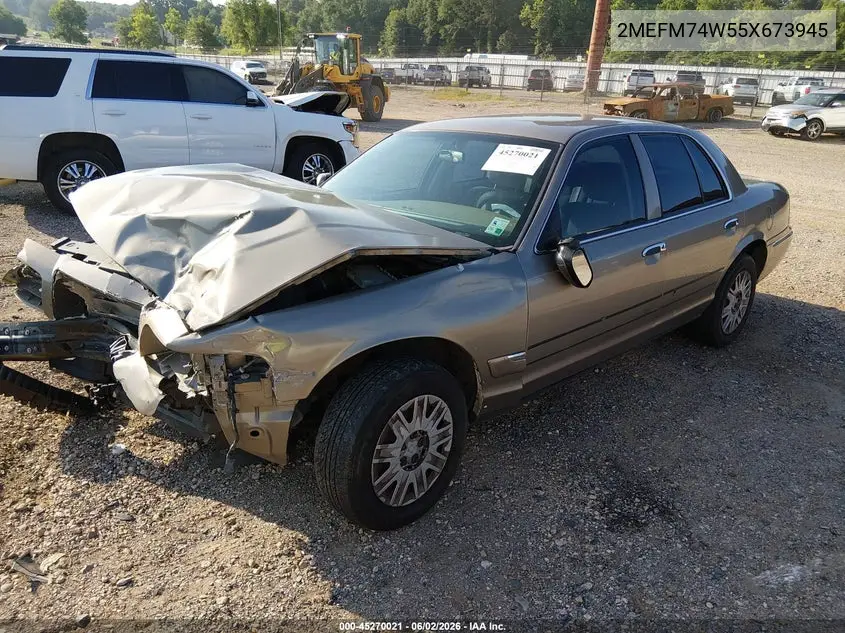 2005 Mercury Grand Marquis Gs VIN: 2MEFM74W55X673945 Lot: 45270021