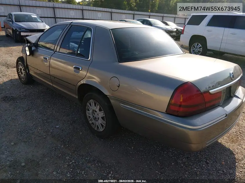 2005 Mercury Grand Marquis Gs VIN: 2MEFM74W55X673945 Lot: 45270021