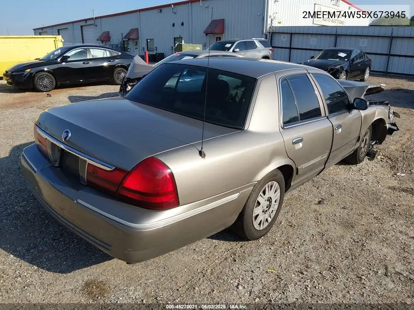 2005 Mercury Grand Marquis Gs VIN: 2MEFM74W55X673945 Lot: 45270021