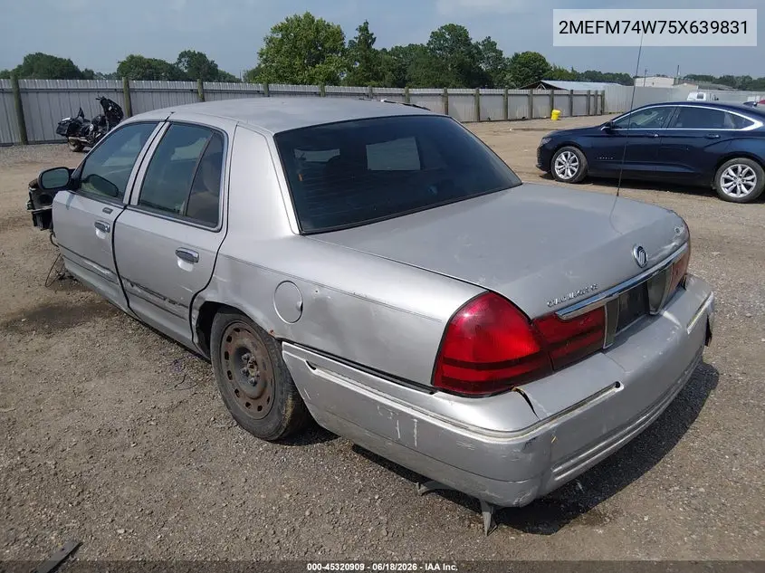 2005 Mercury Grand Marquis Gs VIN: 2MEFM74W75X639831 Lot: 45320909