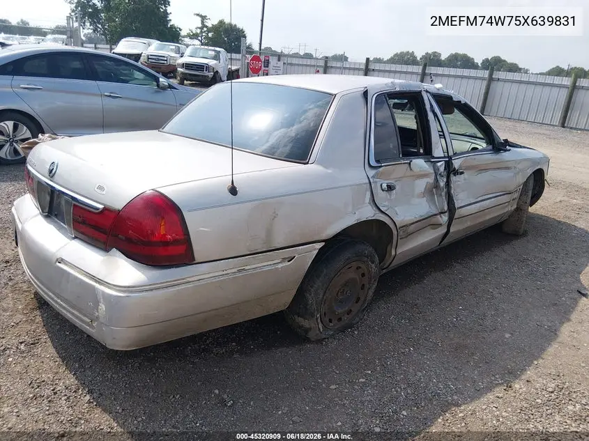 2005 Mercury Grand Marquis Gs VIN: 2MEFM74W75X639831 Lot: 45320909