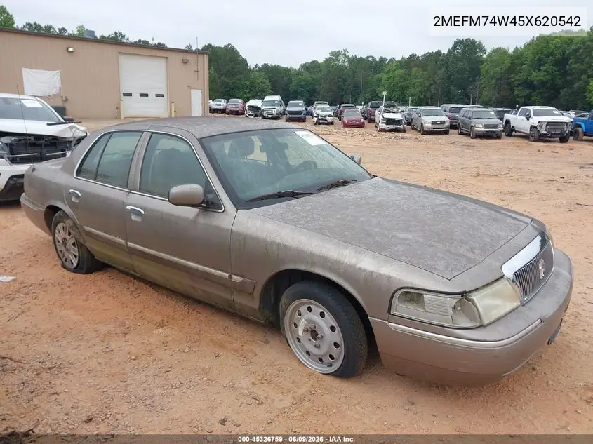 2005 Mercury Grand Marquis Gs VIN: 2MEFM74W45X620542 Lot: 45326759