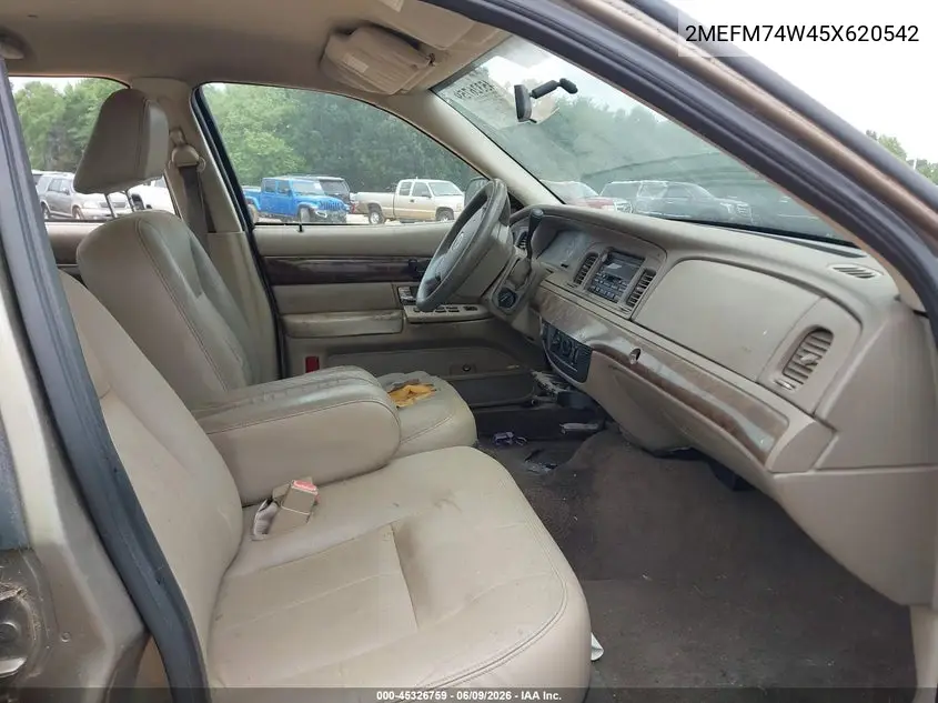 2005 Mercury Grand Marquis Gs VIN: 2MEFM74W45X620542 Lot: 45326759