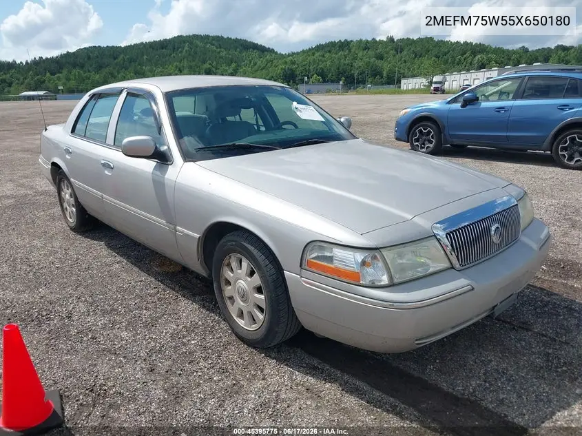 2005 Mercury Grand Marquis Ls/Lse VIN: 2MEFM75W55X650180 Lot: 45395775