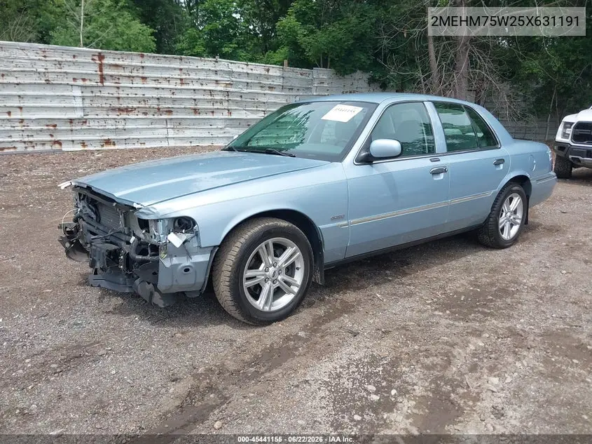2005 Mercury Grand Marquis Ls/Lse VIN: 2MEHM75W25X631191 Lot: 45441155