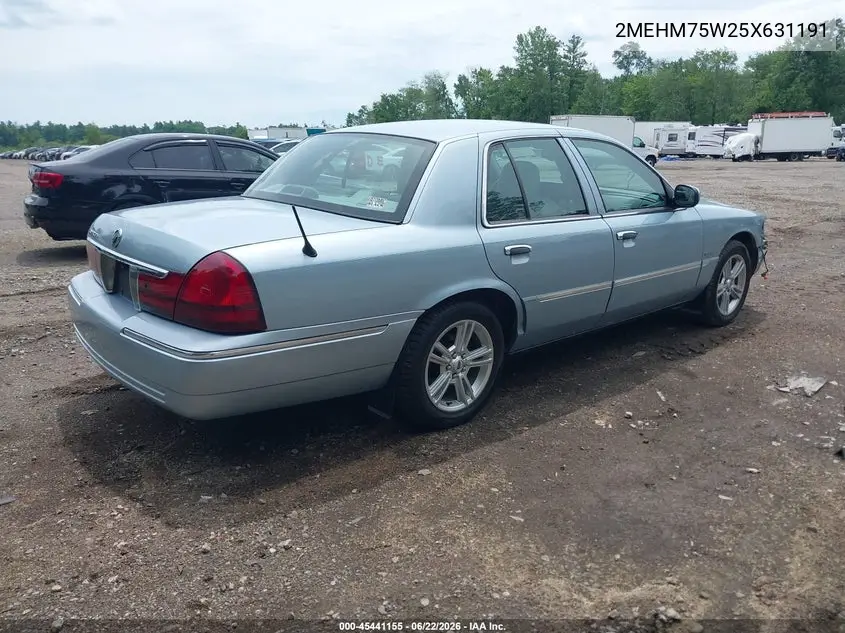 2005 Mercury Grand Marquis Ls/Lse VIN: 2MEHM75W25X631191 Lot: 45441155