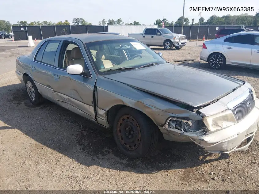2005 Mercury Grand Marquis Gs VIN: 2MEFM74W95X663385 Lot: 45463784