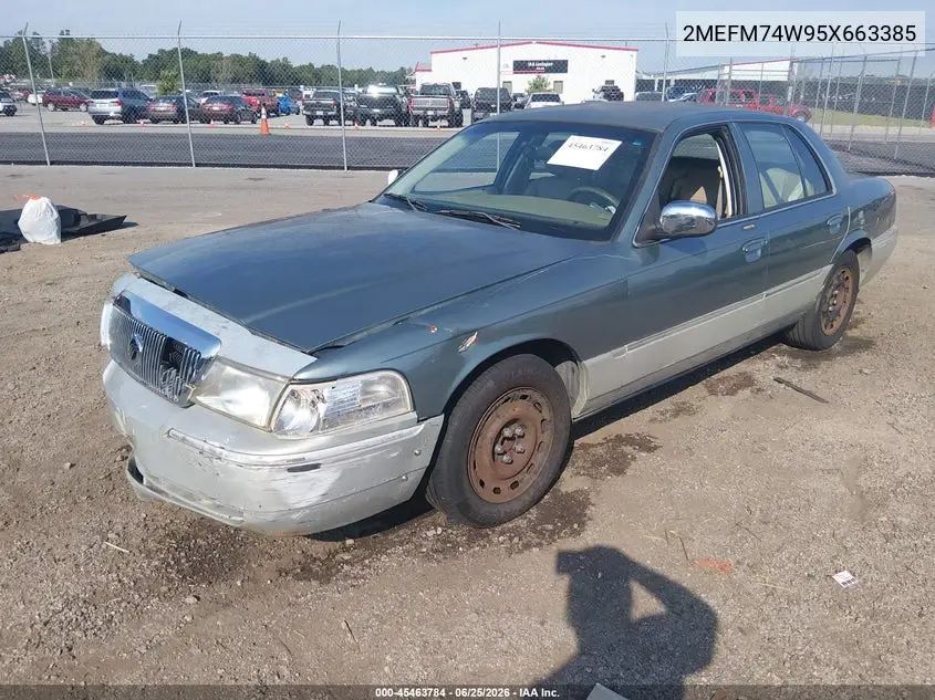 2005 Mercury Grand Marquis Gs VIN: 2MEFM74W95X663385 Lot: 45463784