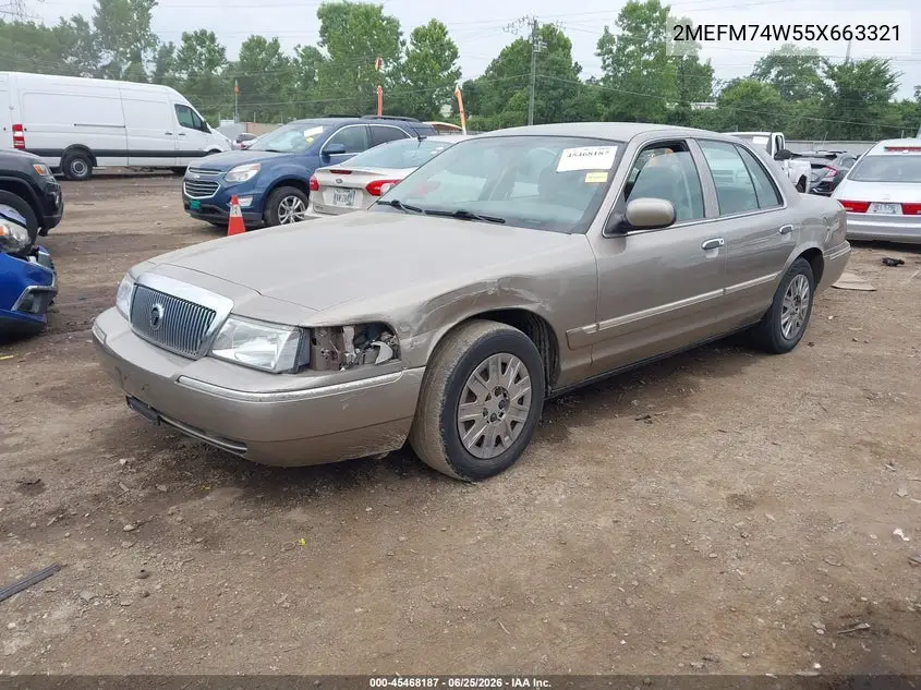 2005 Mercury Grand Marquis Gs VIN: 2MEFM74W55X663321 Lot: 45468187