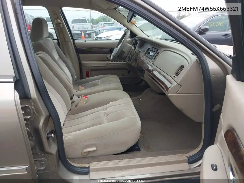 2005 Mercury Grand Marquis Gs VIN: 2MEFM74W55X663321 Lot: 45468187