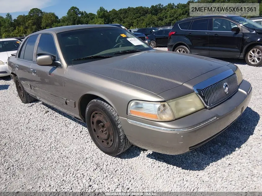 2005 Mercury Grand Marquis Gs VIN: 2MEFM74W65X641361 Lot: 45533023
