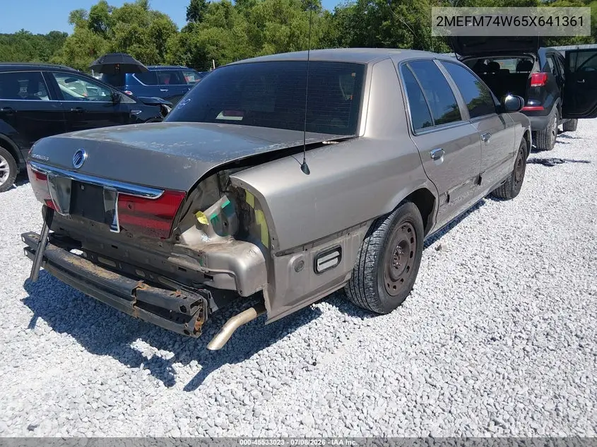 2005 Mercury Grand Marquis Gs VIN: 2MEFM74W65X641361 Lot: 45533023