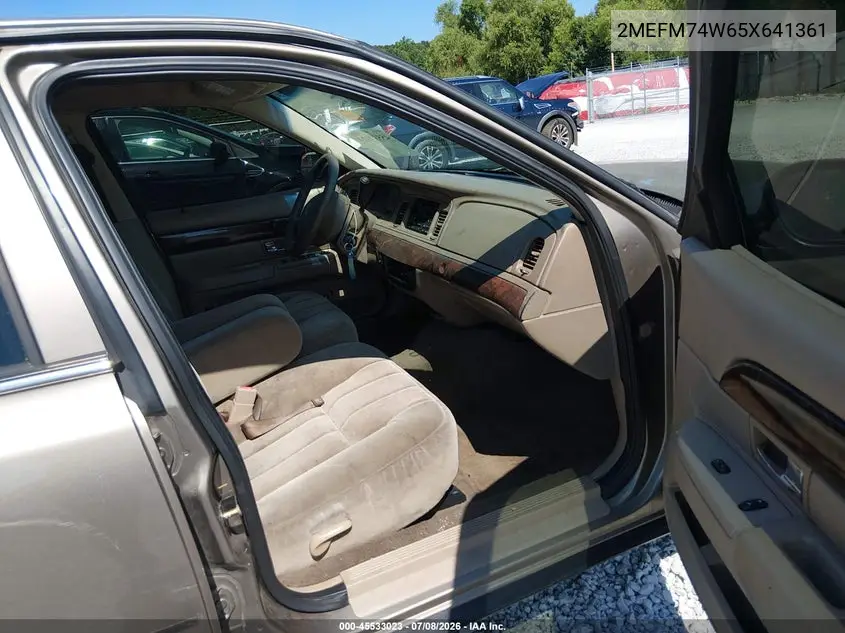 2005 Mercury Grand Marquis Gs VIN: 2MEFM74W65X641361 Lot: 45533023