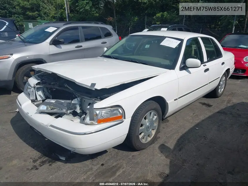 2005 Mercury Grand Marquis Ls/Lse VIN: 2MEFM75W85X661271 Lot: 45564510