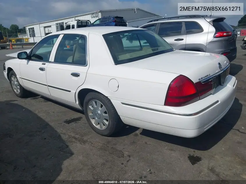 2005 Mercury Grand Marquis Ls/Lse VIN: 2MEFM75W85X661271 Lot: 45564510