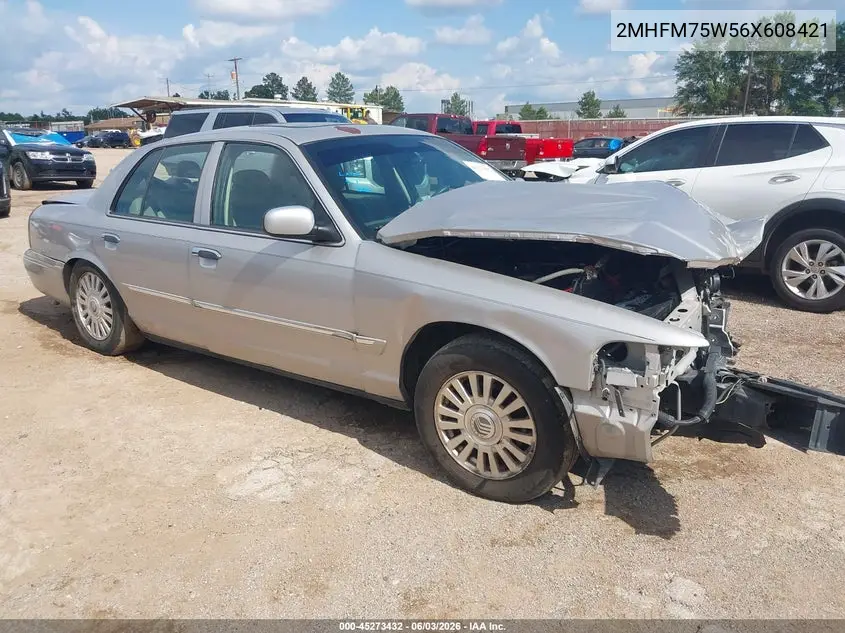 2006 Mercury Grand Marquis Ls VIN: 2MHFM75W56X608421 Lot: 45273432