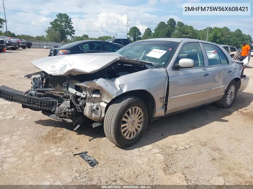 2006 Mercury Grand Marquis Ls VIN: 2MHFM75W56X608421 Lot: 45273432