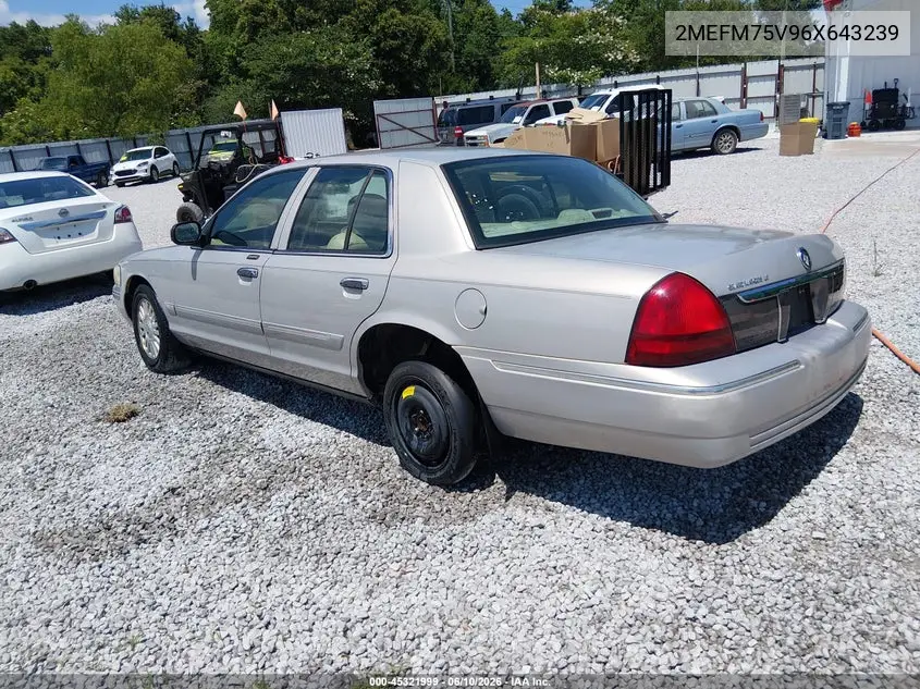 2006 Mercury Grand Marquis Ls VIN: 2MEFM75V96X643239 Lot: 45321999