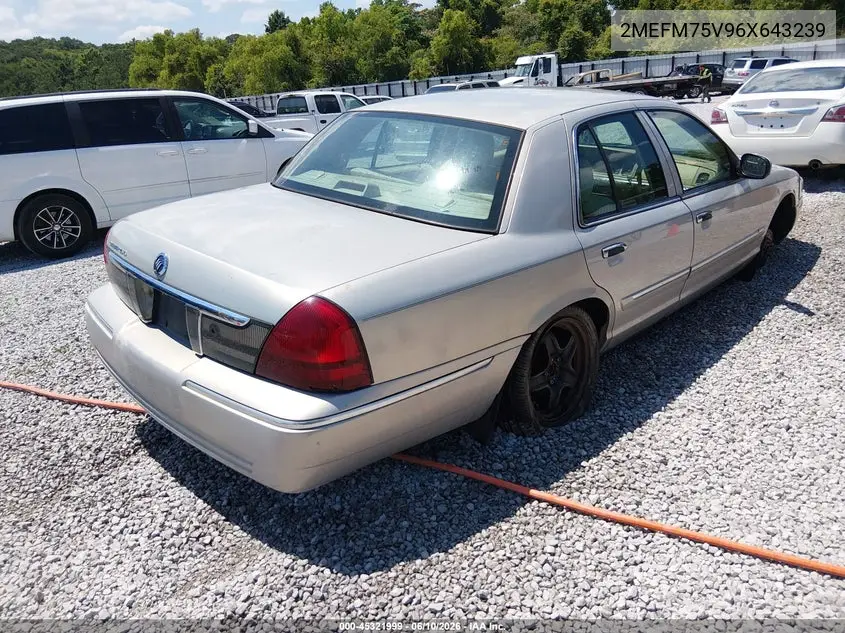 2006 Mercury Grand Marquis Ls VIN: 2MEFM75V96X643239 Lot: 45321999
