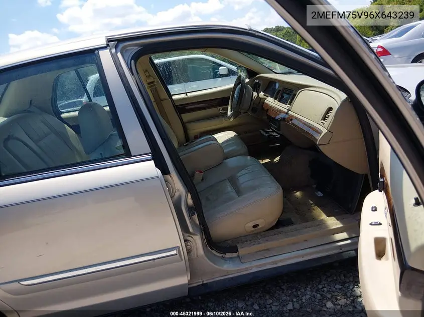 2006 Mercury Grand Marquis Ls VIN: 2MEFM75V96X643239 Lot: 45321999