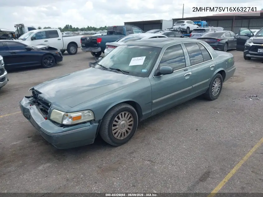 2006 Mercury Grand Marquis Ls VIN: 2MHFM75V16X632741 Lot: 45326865