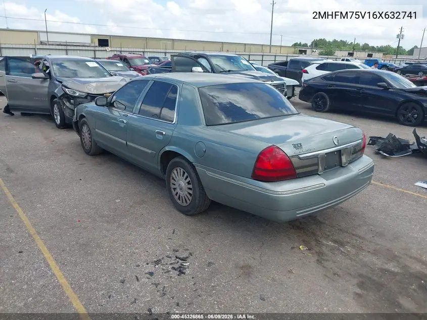2006 Mercury Grand Marquis Ls VIN: 2MHFM75V16X632741 Lot: 45326865