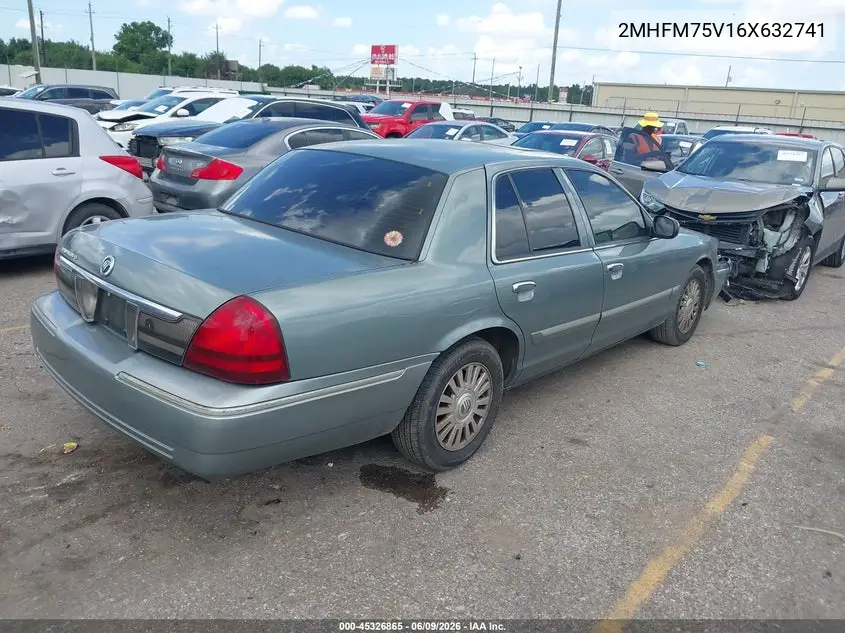 2006 Mercury Grand Marquis Ls VIN: 2MHFM75V16X632741 Lot: 45326865