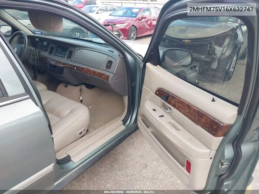 2006 Mercury Grand Marquis Ls VIN: 2MHFM75V16X632741 Lot: 45326865