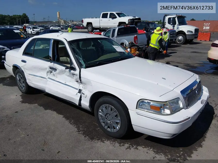 2006 Mercury Grand Marquis Gs VIN: 2MEFM74V36X612733 Lot: 45493741