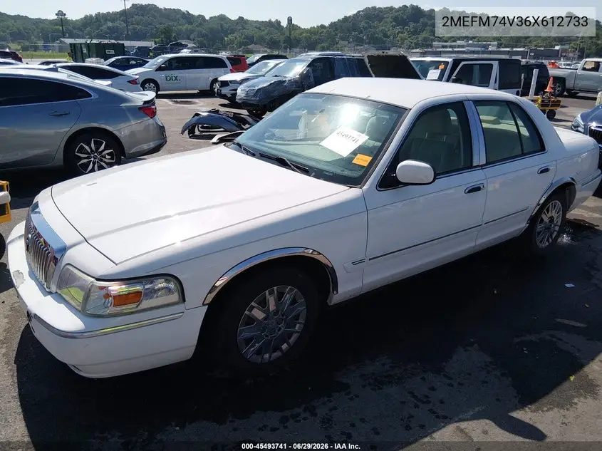2006 Mercury Grand Marquis Gs VIN: 2MEFM74V36X612733 Lot: 45493741