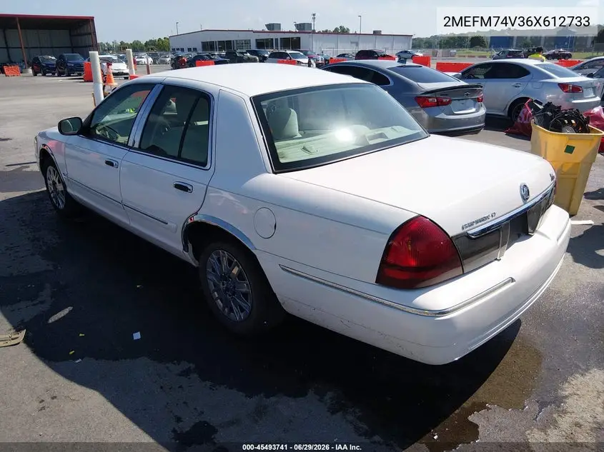 2006 Mercury Grand Marquis Gs VIN: 2MEFM74V36X612733 Lot: 45493741