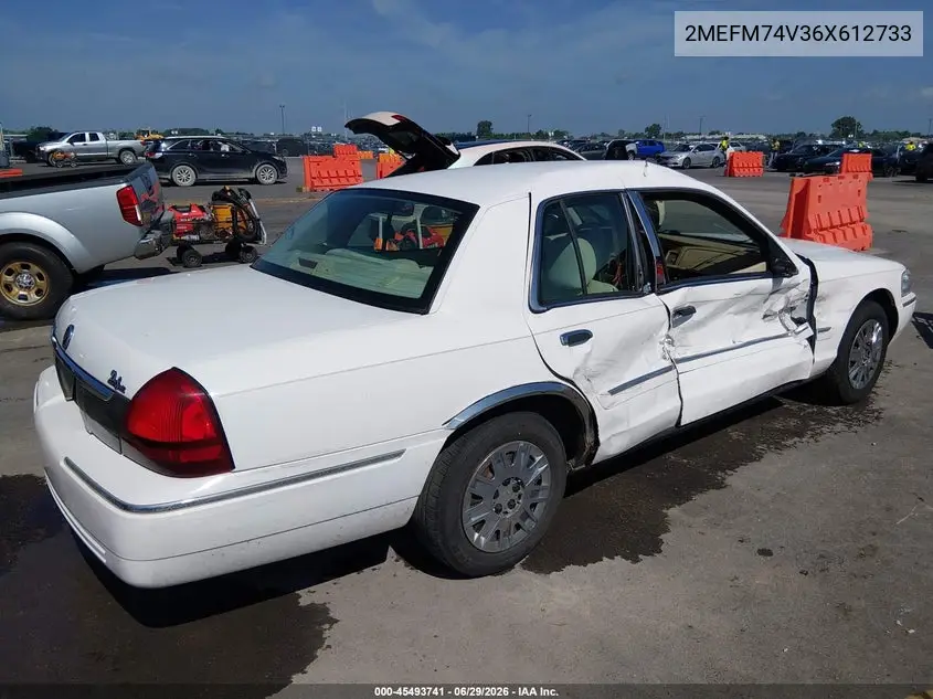2006 Mercury Grand Marquis Gs VIN: 2MEFM74V36X612733 Lot: 45493741