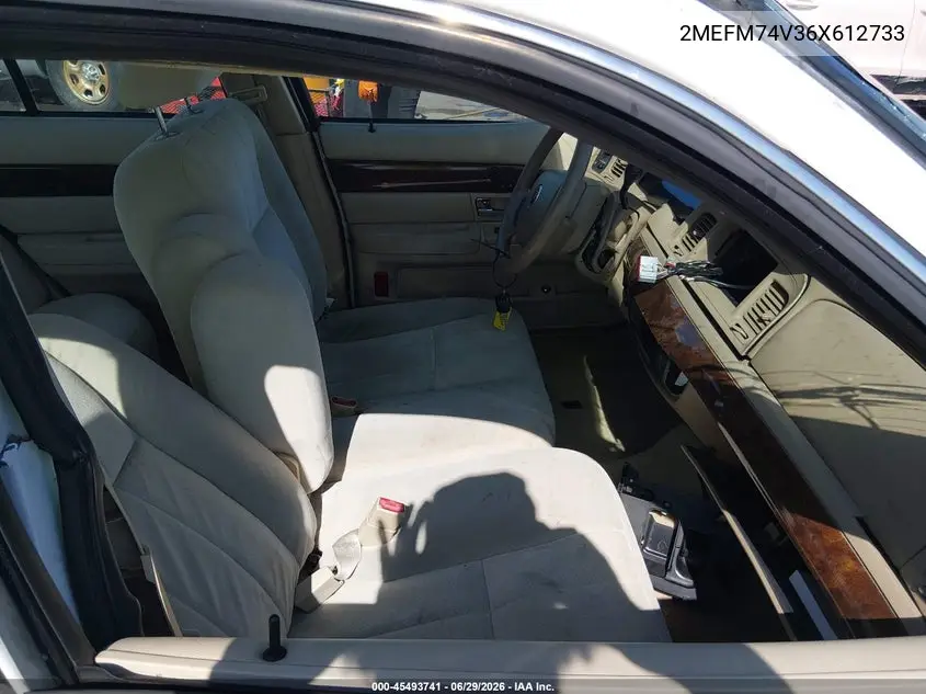 2006 Mercury Grand Marquis Gs VIN: 2MEFM74V36X612733 Lot: 45493741
