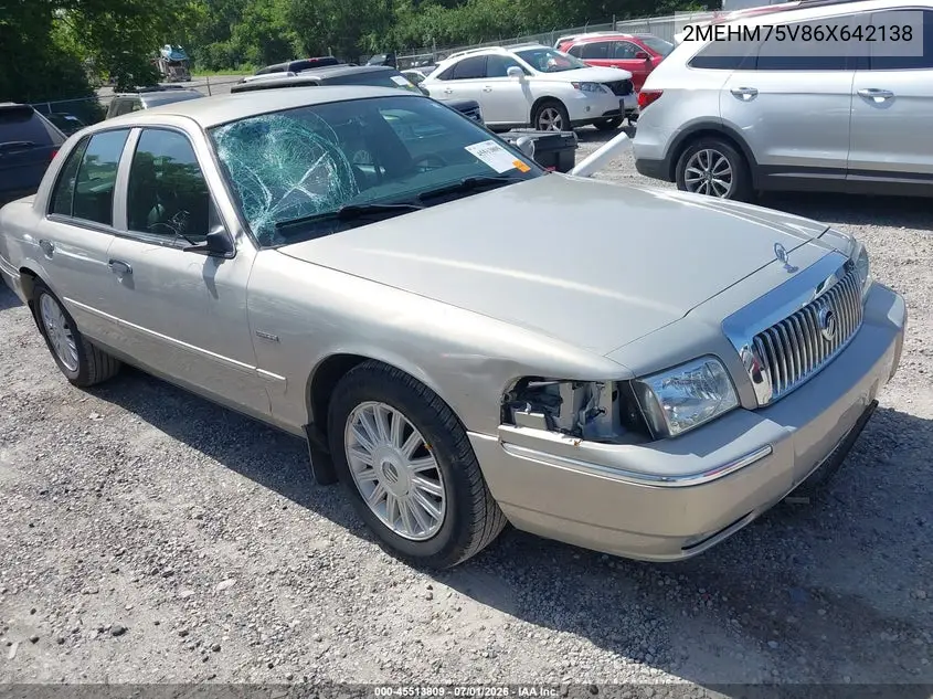 2006 Mercury Grand Marquis Ls VIN: 2MEHM75V86X642138 Lot: 45513809