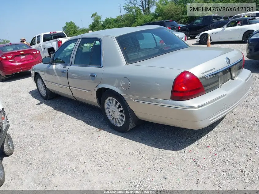 2006 Mercury Grand Marquis Ls VIN: 2MEHM75V86X642138 Lot: 45513809