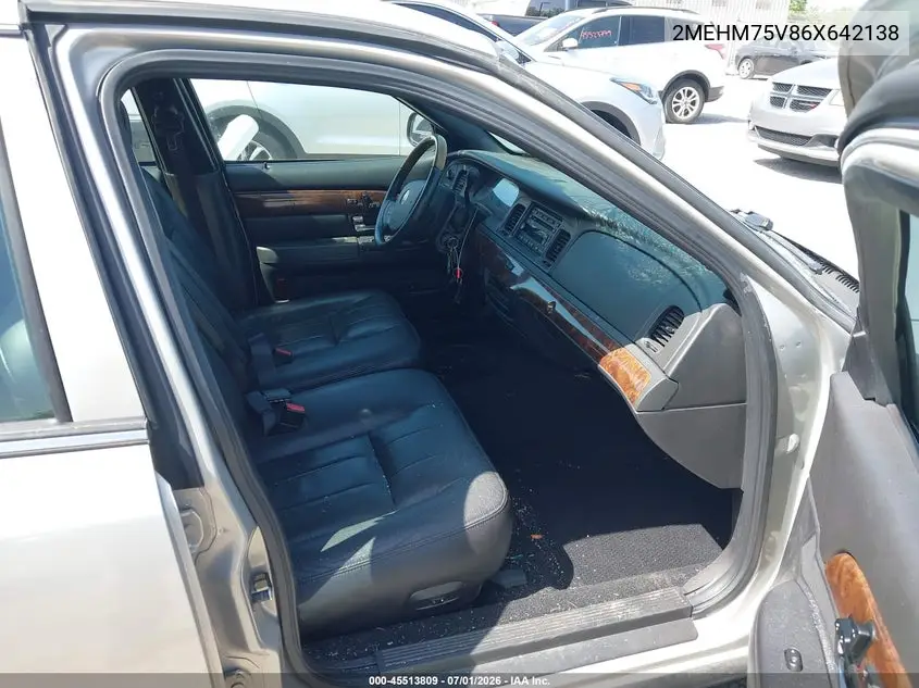 2006 Mercury Grand Marquis Ls VIN: 2MEHM75V86X642138 Lot: 45513809
